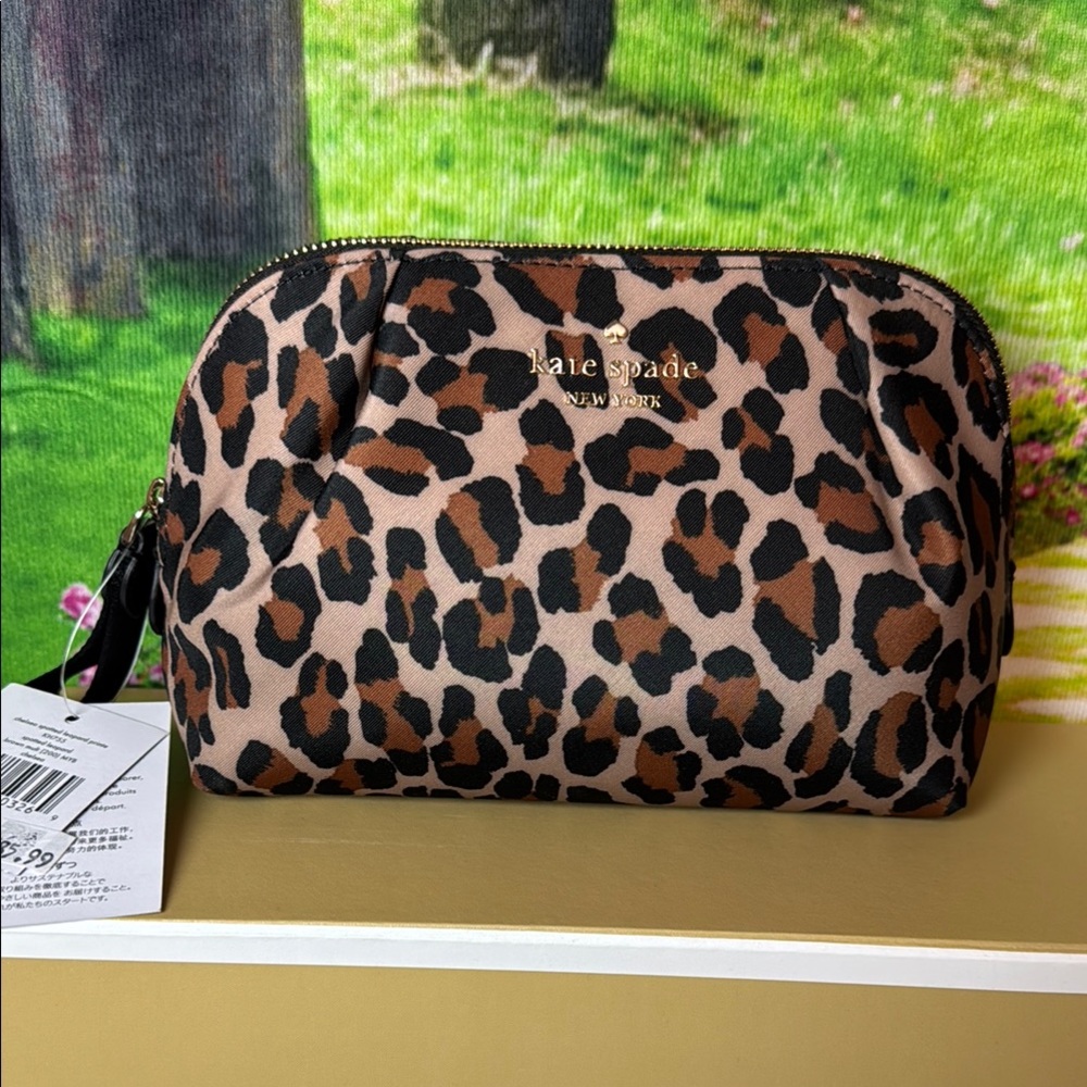 Kate Spade Brown and Black Leopard Cosmetic Case